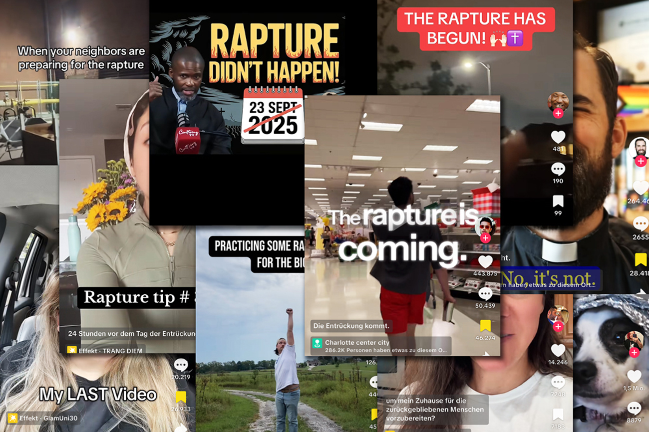 Auf Tiktok kursieren derzeit zahlreiche Videos zur Entrückung – manche ernsthaft, andere satirisch oder faktenorientiert. Unabhängig von ihrer Absicht verstärken sie alle die Reichweite des Themas durch den Algorithmus. | Screenshots: www.tiktok.com, Montage: «Kirchenbote»