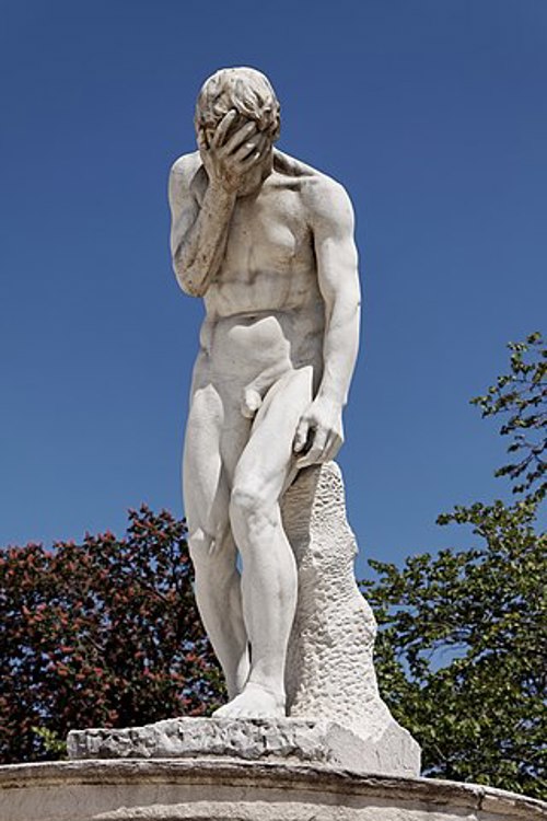 Kain nach dem Brudermord an Abel – Henri Vidal hat diese Scham in den Tuilerien (Paris) vor fast 130 Jahren in Stein gemeisselt. | Foto: as